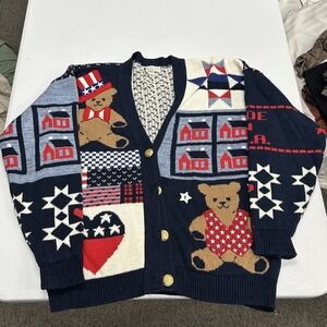 Vintage sweater loft Cardigan Sweater Women M Teddy Bear grandma core